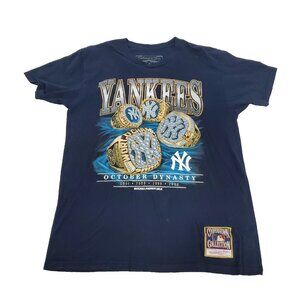 New York Yankees T-Shirt Men’s Medium Blue World Series Rings October Dynasty